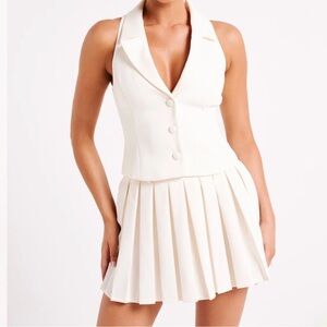 Meshki Mura pleated mini skirt Ivory